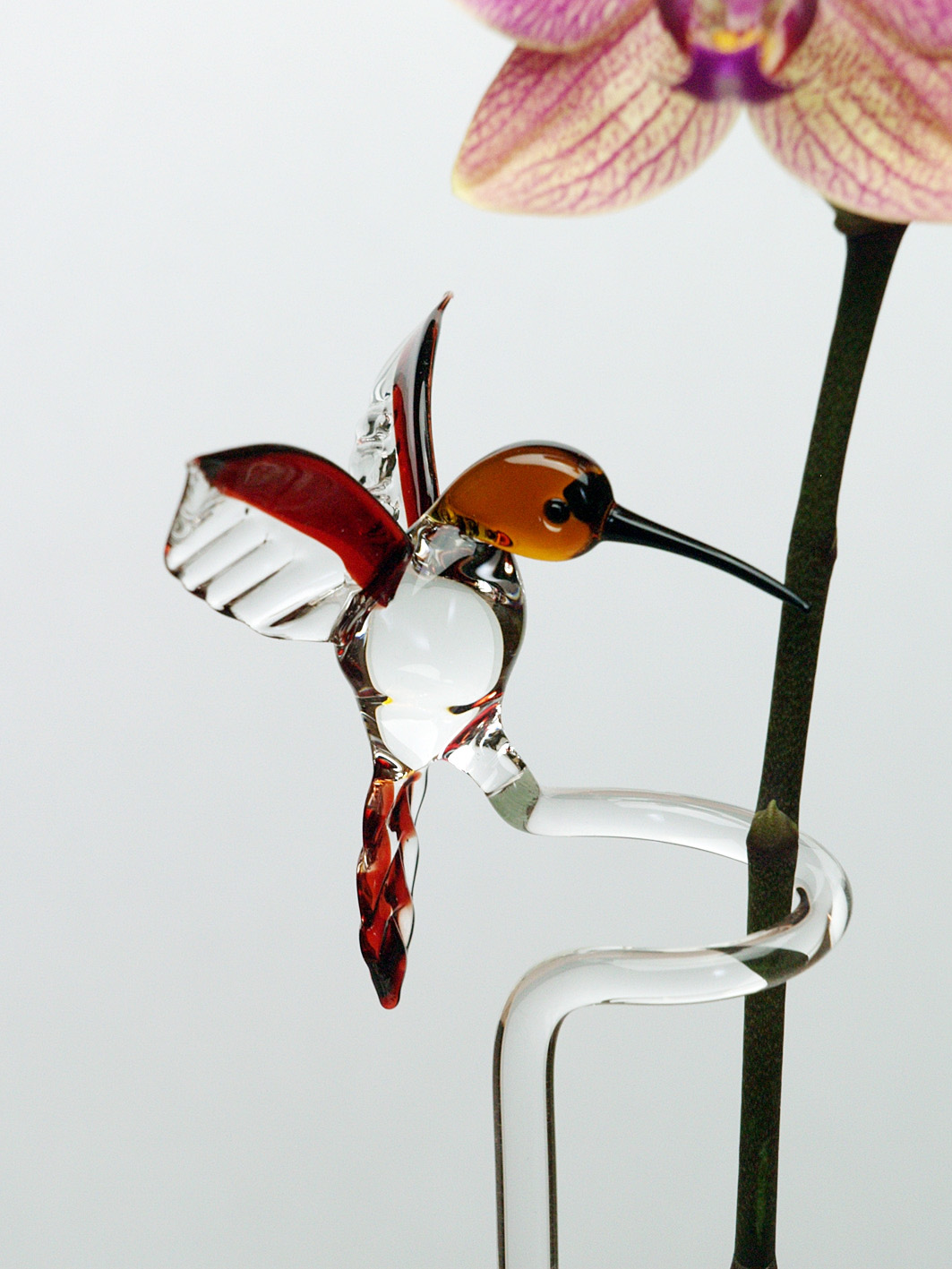 Orchideenstab/-halter Aus Glas Kolibri Türkis